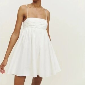 NWOT Reformation Striped Catarina Ivory Baby Doll Mini Dress